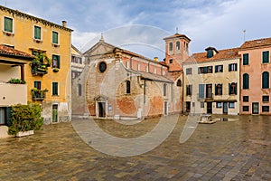 Old square in Venice Italy after the rain