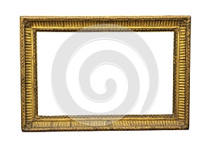 Old square wooden picture frame in gold colour