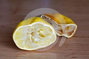 Old squashed lemon fruit