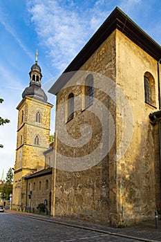 Old  St James  church outdoor. Bamberg  town , Germany