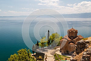 Old St. John church on the rock on Ohrid lake