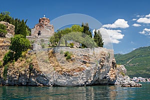 Old St. John church on the rock on Ohrid lake