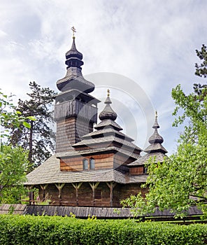 Old St. Michael`s wooden church from Shelestove village, Uzhhorod, Ukraine