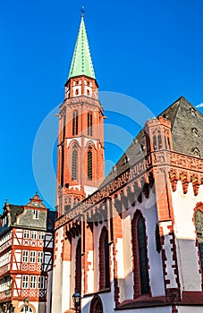 Old St Nicholas Church at the Romerberg in Frankfurt, Germany