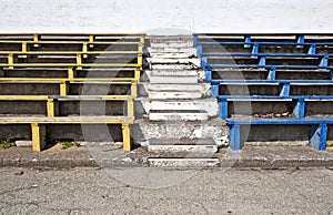 Old stadium benches