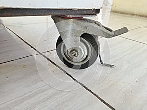 old and stained trolley wheels