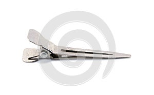 Old stainless hair pin isolated on white background. Hair clip isolated. Black metal hair clip isolated. Hairpin isolated