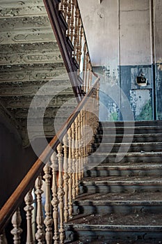 Old stairs in abandoned building