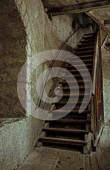 Old stairs in a castle in Gruyeres