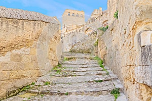 Old stairs of stones, the historic building near Matera in Italy UNESCO European Capital of Culture 2019