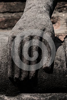 Old statue hand of buddha image