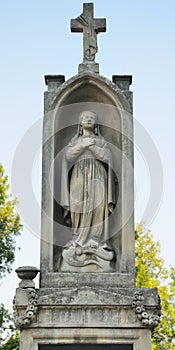Old statue in Lychakiv Cemetery in Lviv