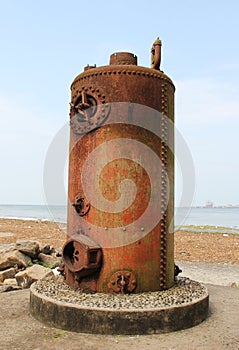 Old steam boilers used for cranes in Kochi harbour