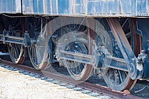 Old steam engine iron train detail close up