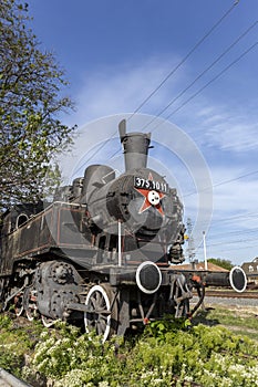 Old steam-engine locomotive in Pusztaszabolcs, Hungary