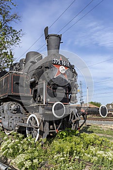 Old steam-engine locomotive in Pusztaszabolcs, Hungary