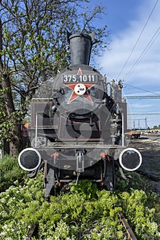 Old steam-engine locomotive in Pusztaszabolcs, Hungary