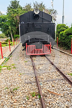 Old steam locomotive since 1925 at Hua Hin railway station, Thai