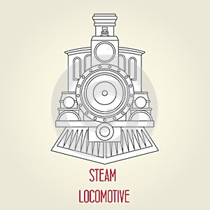 Old steam locomotive front view - vintage train