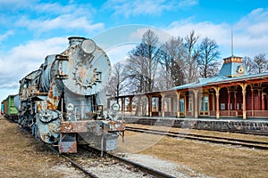 Old steam locomotive. Haapsalu, Estonia