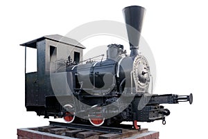 Old steam locomotive isolated