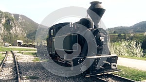 Old steam locomotive at the railway station