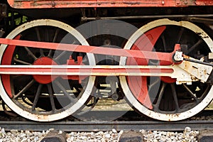 Old steam locomotive rusty wheels