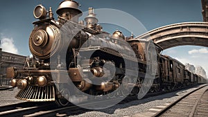 old steam locomotive A steampunk train that protects the city and the people on a secure and hidden railway.