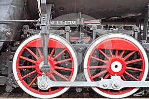 Old steam locomotive steel wheels