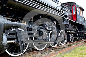 Old Steam Locomotive Train Left side red door photo