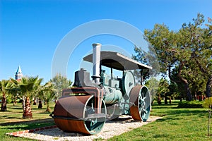 Old steam powered road roller