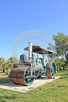 Old steam powered road roller