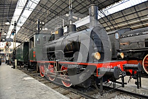 Old Steam train on the railway station
