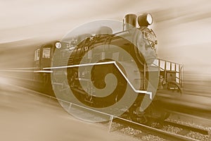 Old Steam Train running with motion blur effect