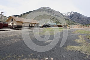 Rail Road Depot, Steam Engine Train, Mountains