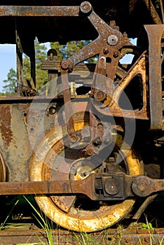 Old steam train wheels