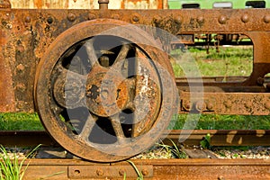 Old steam train wheels