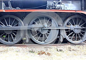 Old steam train wheels