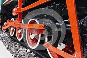 Old steam train wheels and details