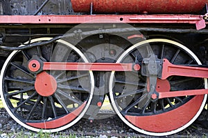 Old steam train wheels and details