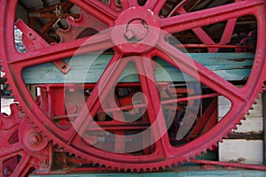 Old steam turbine Cog painted red