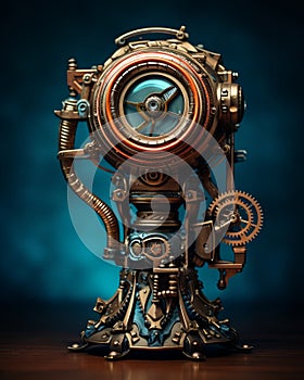 an old steampunk clock with gears on it