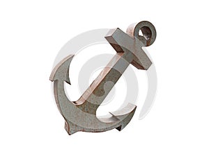 Old Steel anchor isolated on a white background.