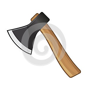 Old Steel Axe on White Background. Vector