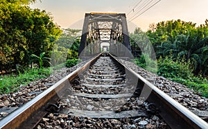 Old steel bridge rail way