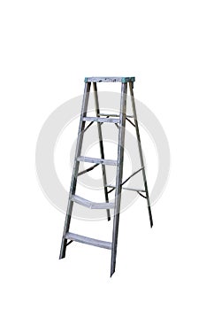 Old stepladder isolated on white background with clipping path included