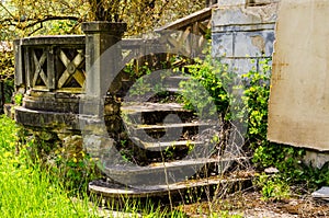 the old steps in front of the historic building