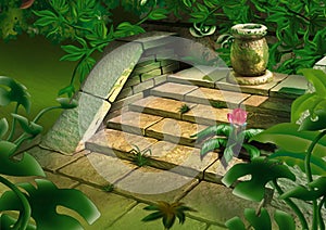 Old steps in jungle