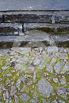 Old steps of Maria Radna Franciscan Monastery in Arad, Romania.