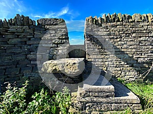 Old stile, with stone steps, leading into the fields on, Corporal Lane, Bradford, UK